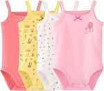 Baby Girls Spaghetti Strap Bodysuit Sleeveless Baby Tank Top Cotton Baby One-Pieces Pack of Summer Baby Clothes Outfit